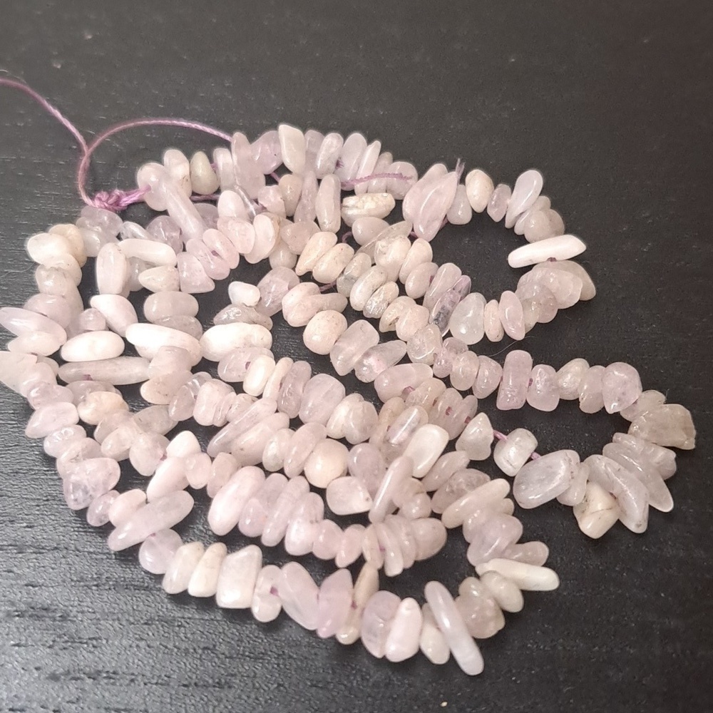 String of polished Kunzite gemstone chips